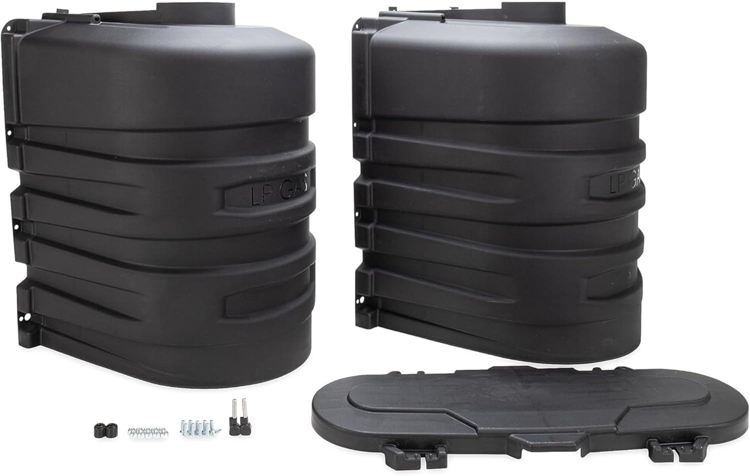 RV Dual Propane Tank Cover – Measures 29.5″W X 15.5″D X 20.5″H – Features Hinged