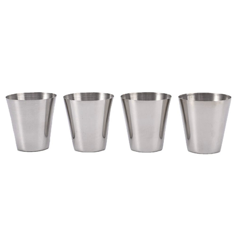 Stainless Steel Cup Set for Camping 30ml Pack of 4 with Leather Storage Case