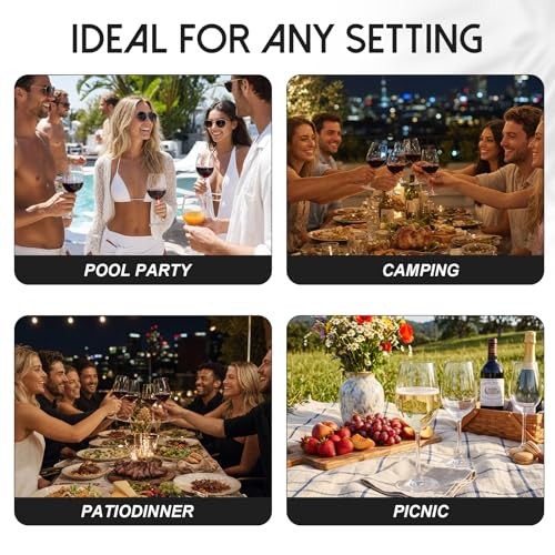 Set of Unbreakable Acrylic Wine Glasses with Stem Plastic Wine Glasses 19 oz 6