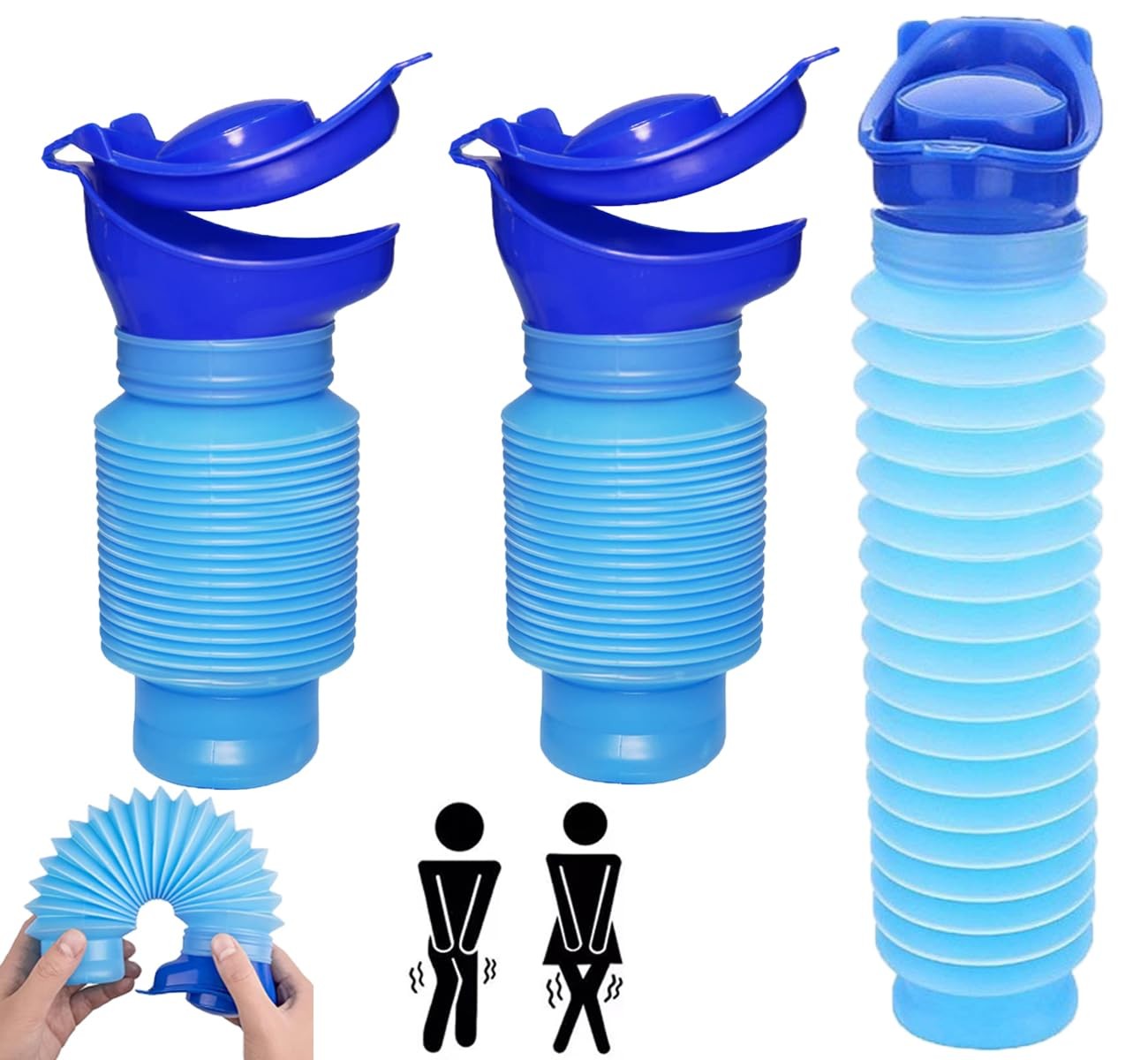 Shrinkable Urinal 2 Pack 750ml Male Female Portable Mobile Toilet T…