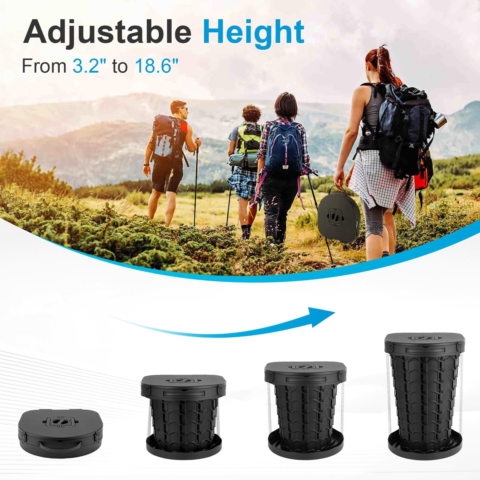 Upgrade Retractable Portable Toilet for Adults – 18.6″H Adjustable Height Cam…