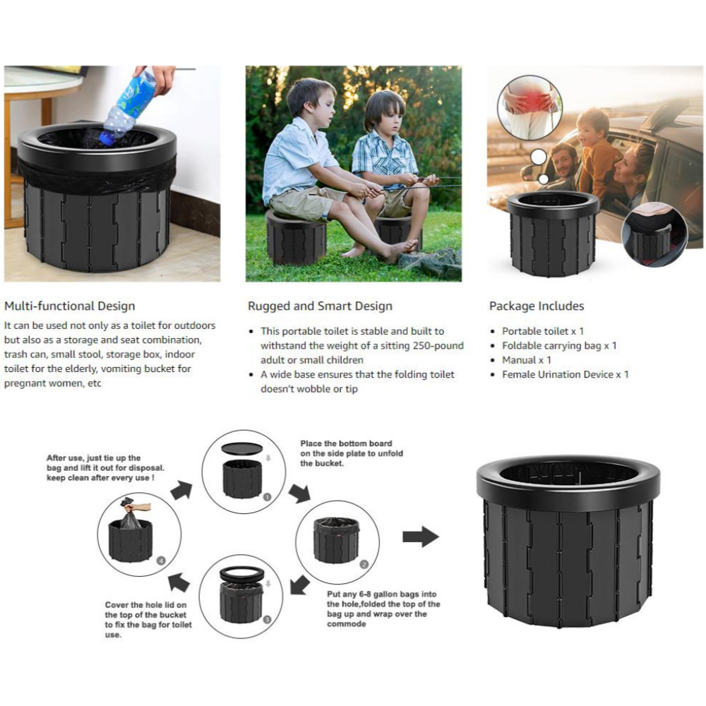 Portable Toilet, Flush Potty, Car Travel Camping Outdoor Hiking For Adult Kid