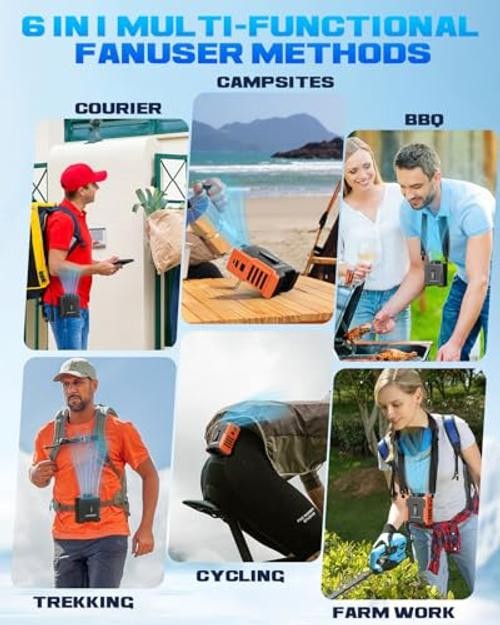 Portable Waist Fan Clip On, 20000RPM Strong Turbo Airflow, Gifts for Black