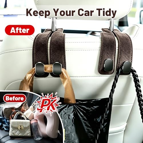 Car Hooks, Car Seat Headrest Hooks for Purses and Bags-Pack | Car 2 Brown
