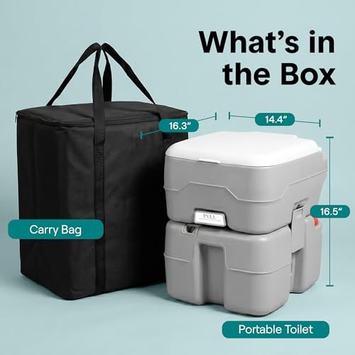 5.2 Gal Portable Camping Toilet For Adults, 100+ Flushes, Standard Moonwhite