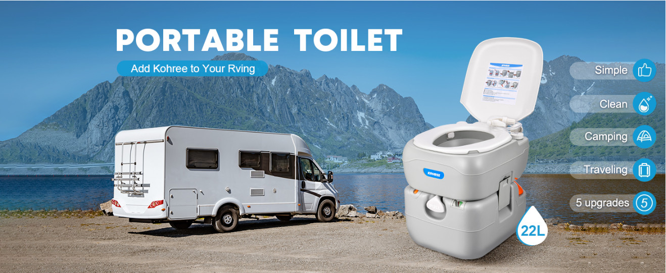 Portable RV Toilet 5.8 Gal Camping Porta Potty Detachable Tank Leak Proof Travel