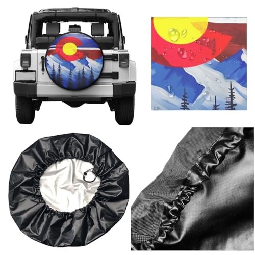 Spare Tire Cover for Rv Trailer Camper Truck 15 inch Colorado Flag Mountains