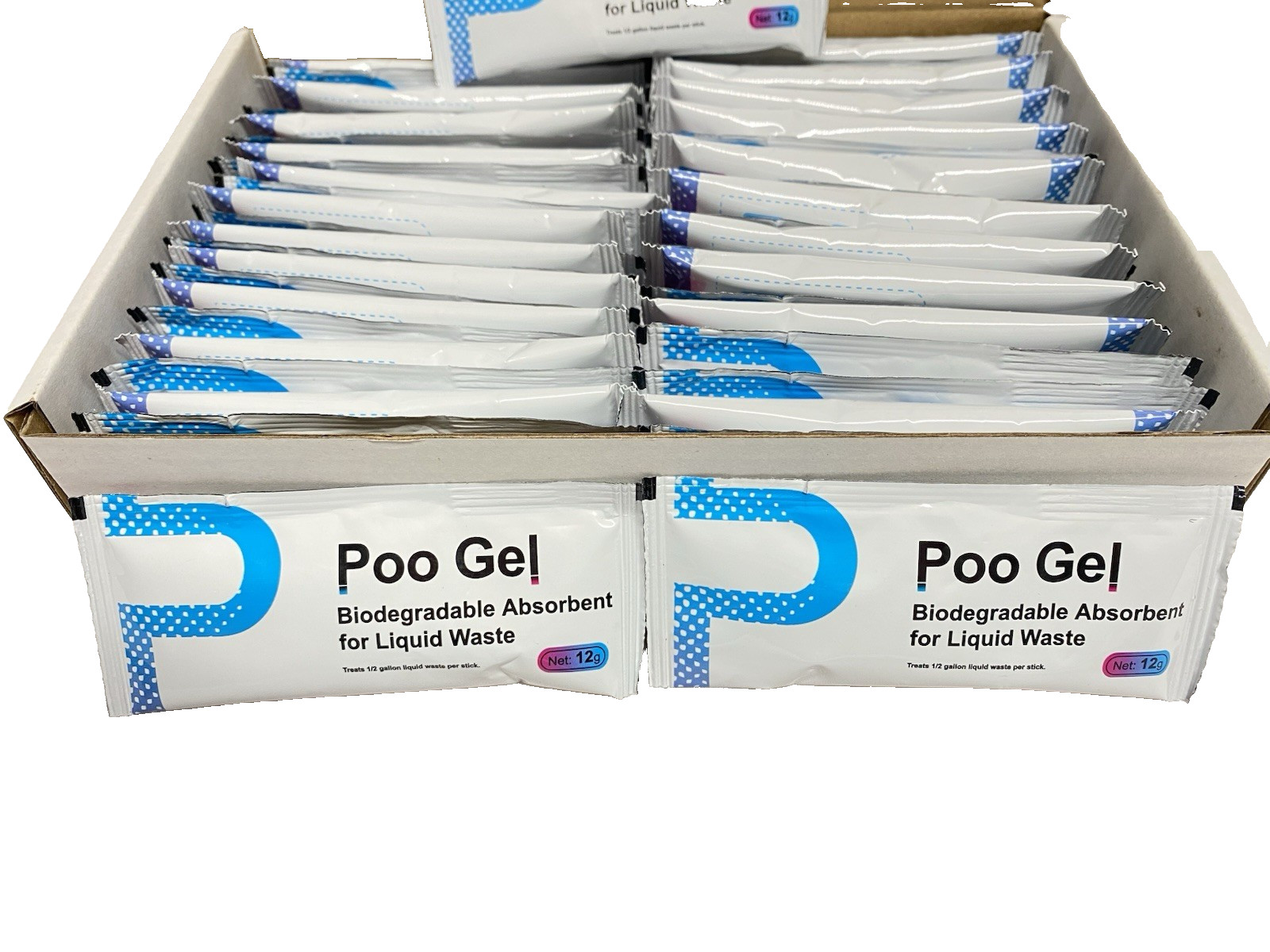 50-Pack Poo Gel for Portable Toilet Absorbent Poo Powder for Liquid Waste New