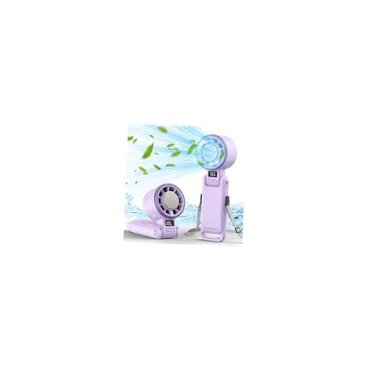 Portable Handheld Turbo Fan with Ice Cooling, Rechargeable Personal Purple