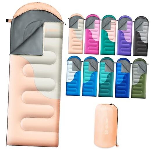 Sleeping Bags for Adults&Kids,Lightweight Waterproof Warm Weather Pink&Khaki