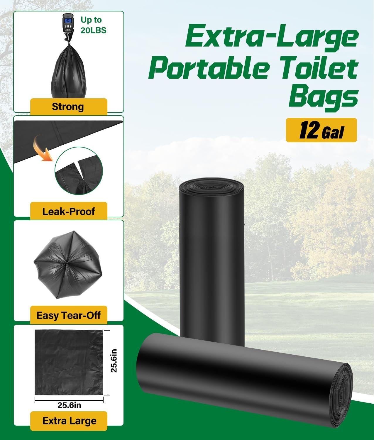 40 Pack Portable Toilet Bags – Eco Super Absorbent Gel for Camping, RV, Travel