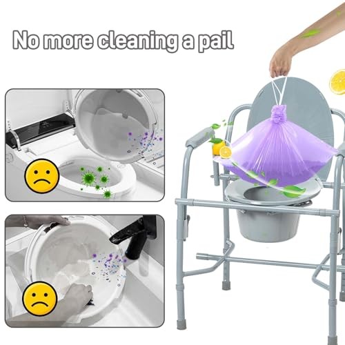 Commode Liners 120pcs Strong Portable Toilet Bags Leak Proof Lemon Scented