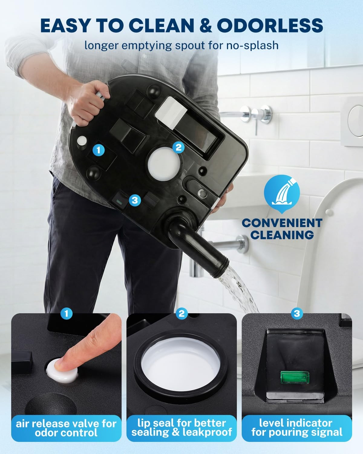 Kohree 6.34 Gal Portable Toilet for Adults: Large Gal- White, White