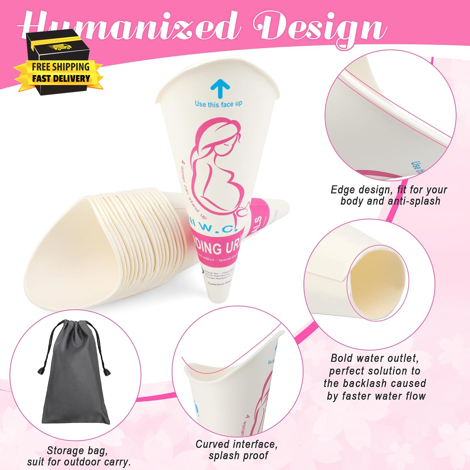 20 50 Pcs Disposable Female Urination Device, Portable Girl Urinal Funnel Women