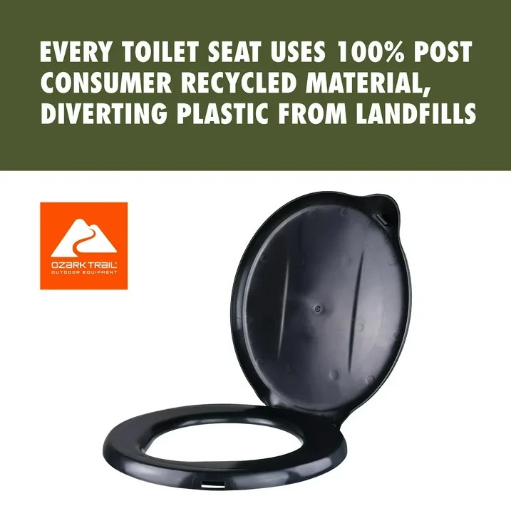 Ozark Trail Portable Outdoor Snap on Toilet Seat Cover with Folding Lid, Black