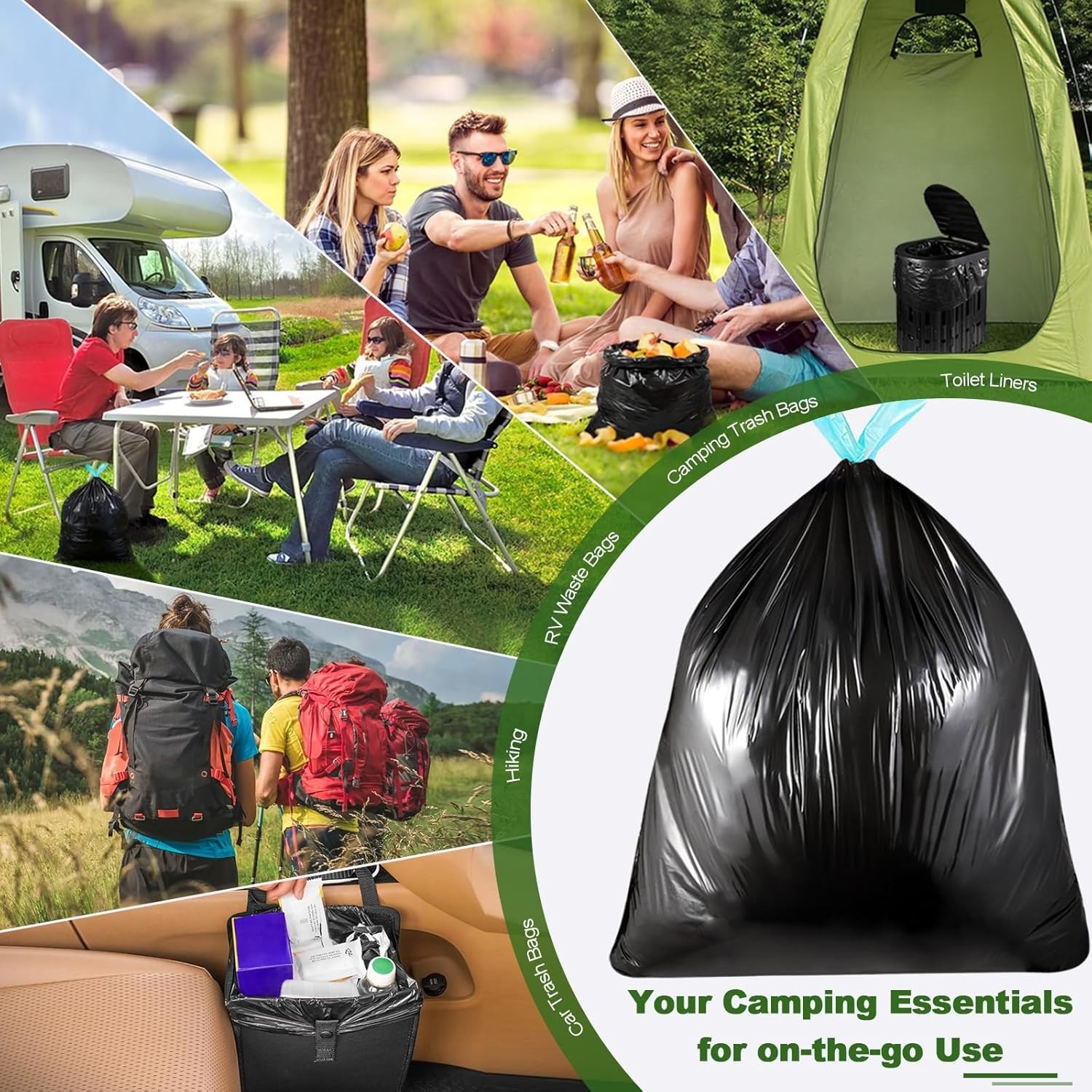 30 Pack Heavy Duty Camping Toilet Bags, Leak-Proof, 8 Gallon Capacity