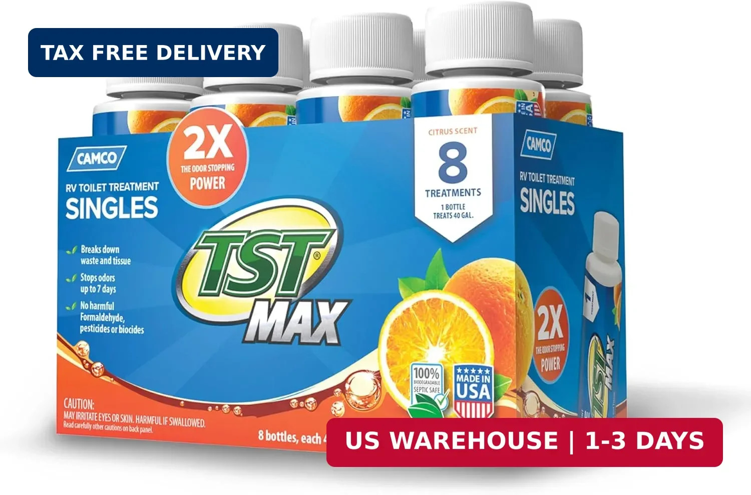 Camco TST MAX RV Toilet Treatment – Formaldehyde Free – Breaks Down Waste And Ti