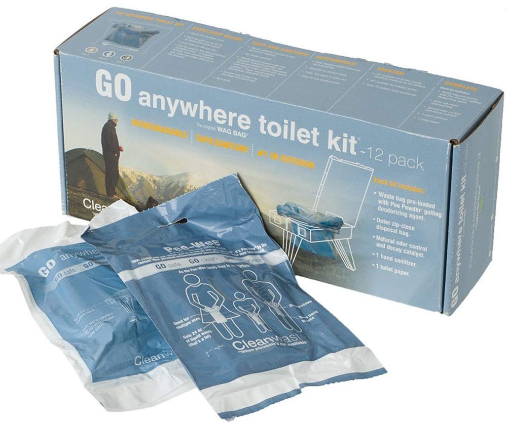 12 Pack GO Anywhere Lightweight Portable Toilet Refill Kit for Camping, Hiking,