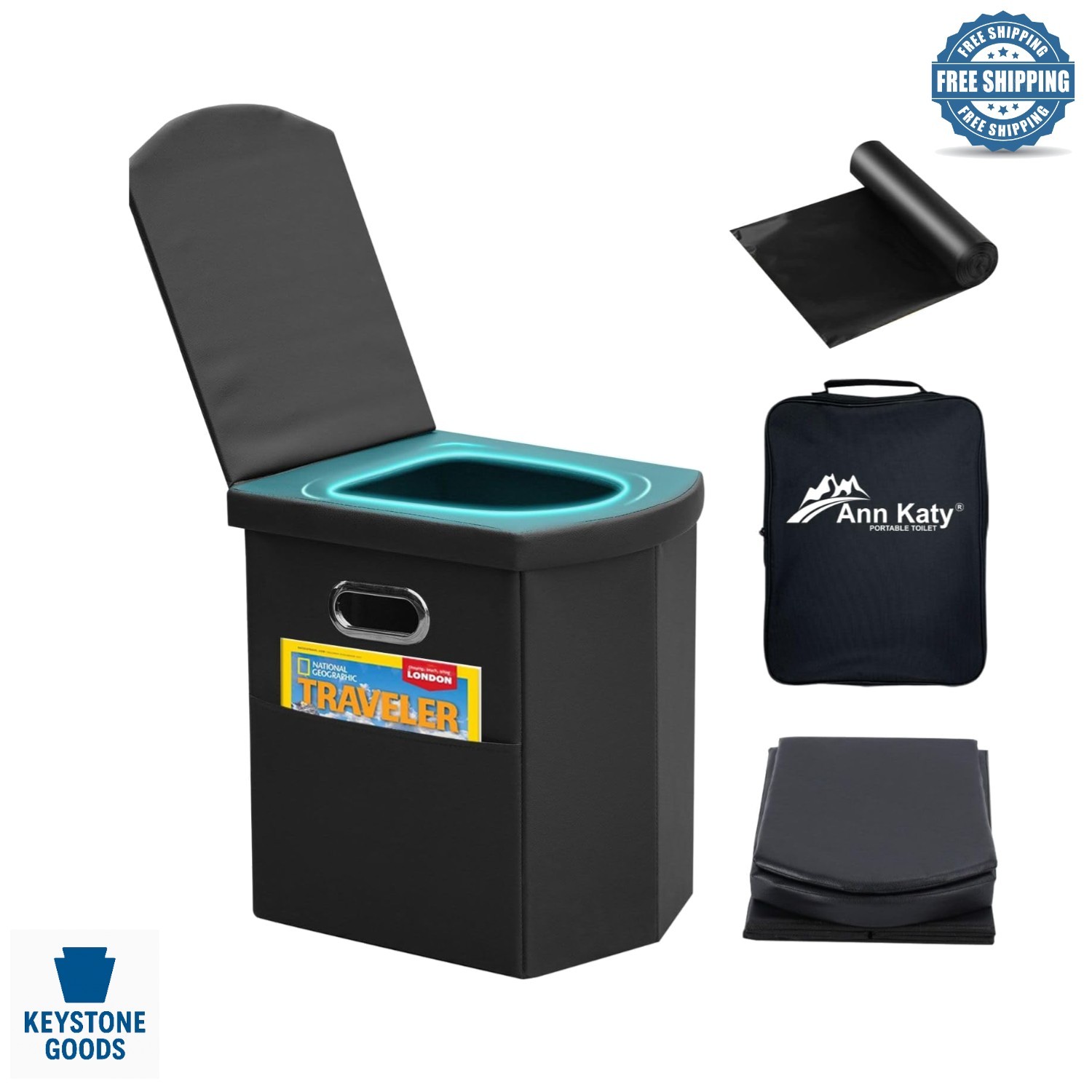 XL Portable Folding Toilet for Camping & Travel
