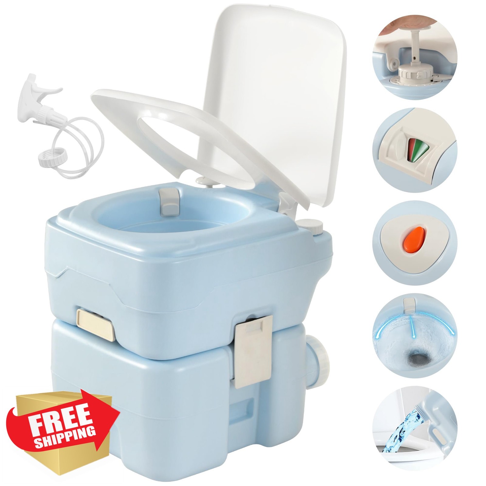 YITAHOME 5.28 Gal Toilet Sprayer Press Flush Pump Blue