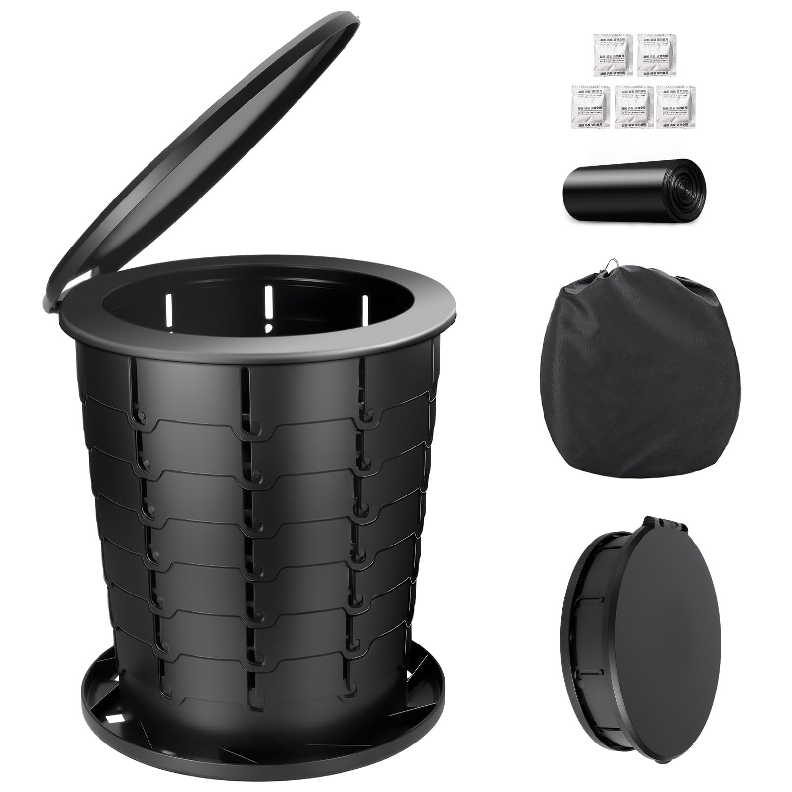 13 Inch Retractable Portable Camping Toilet Adults Travel Foldable Potty Lid