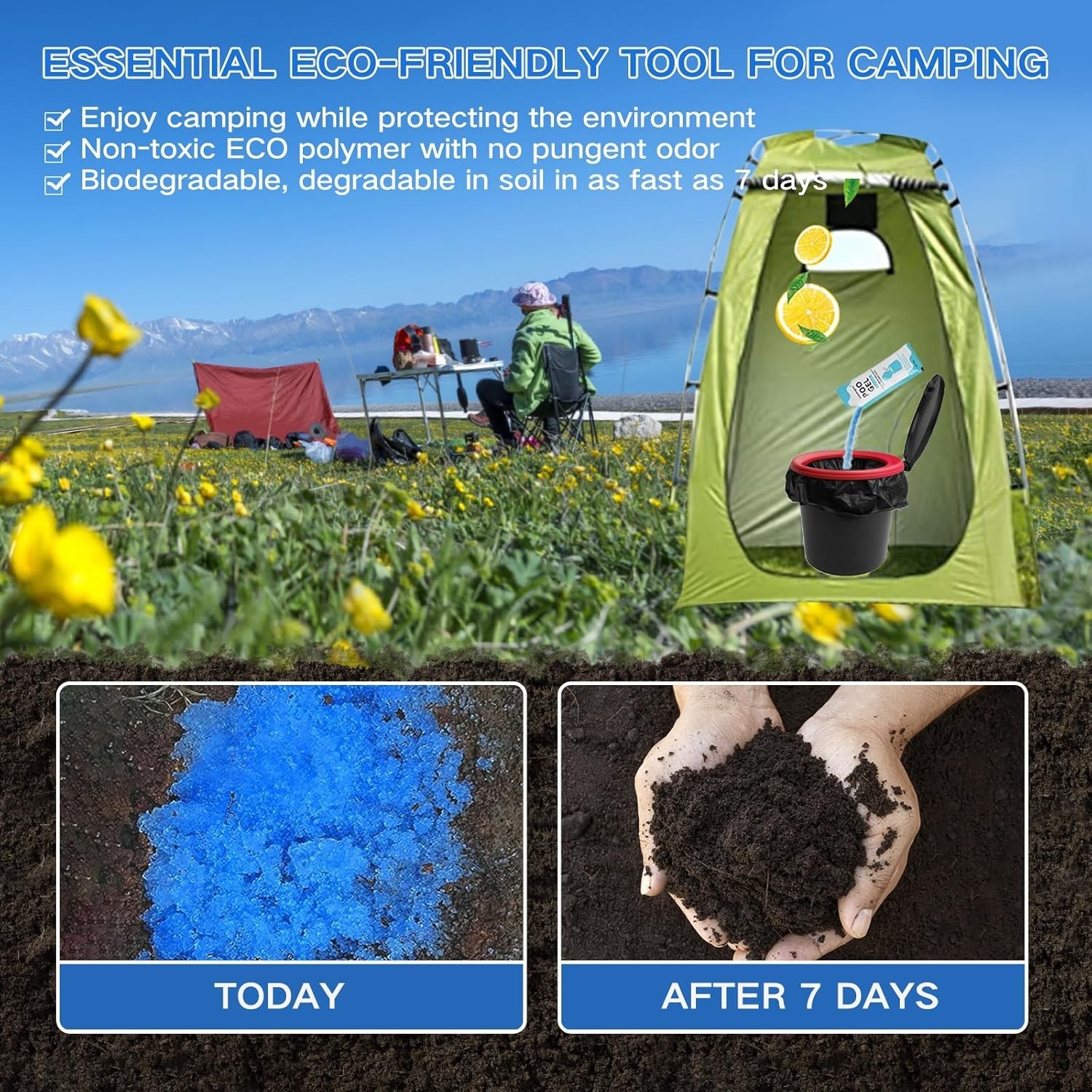 Lightweight Portable Toilet Powder – 25 Sachets for Ultimate Camping Convenience