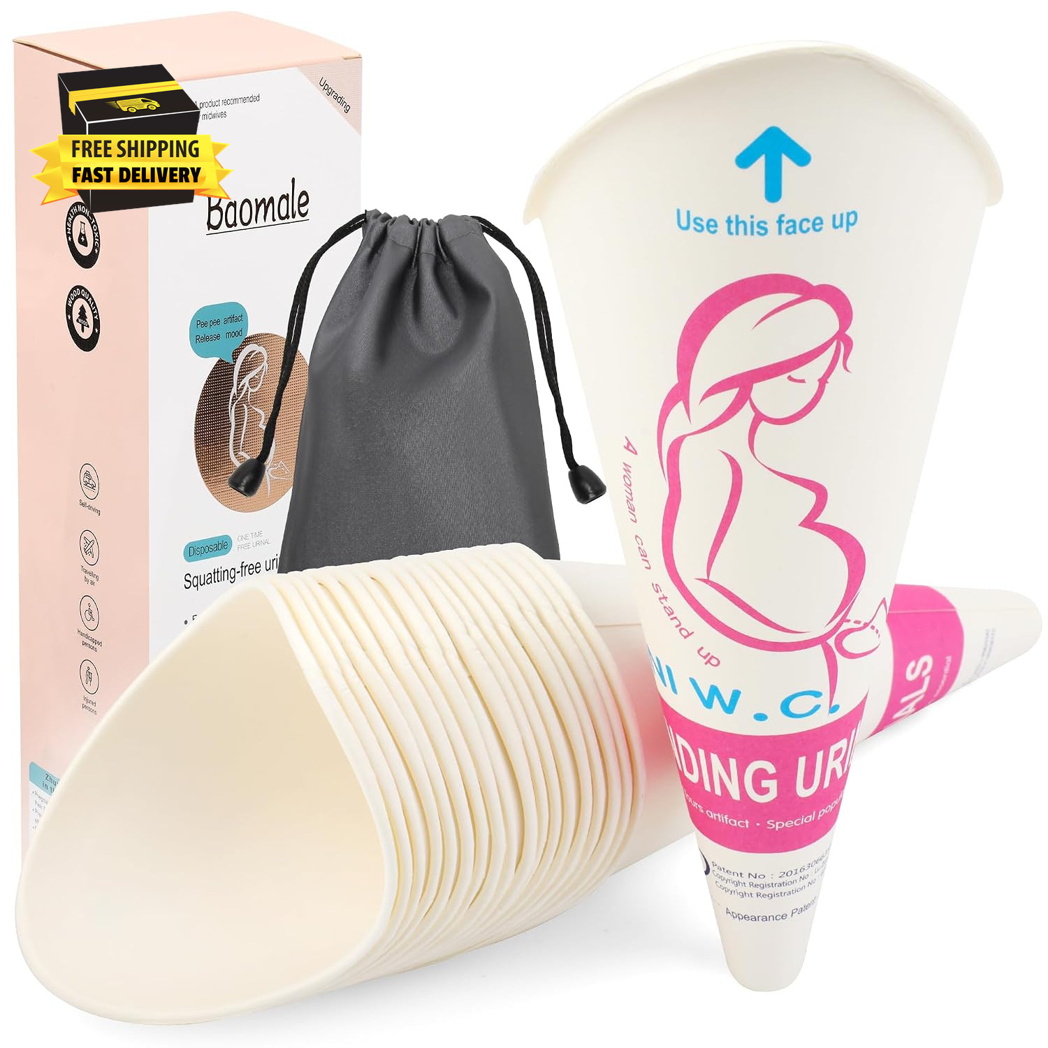 20 50 Pcs Disposable Female Urination Device, Portable Girl Urinal Funnel Women