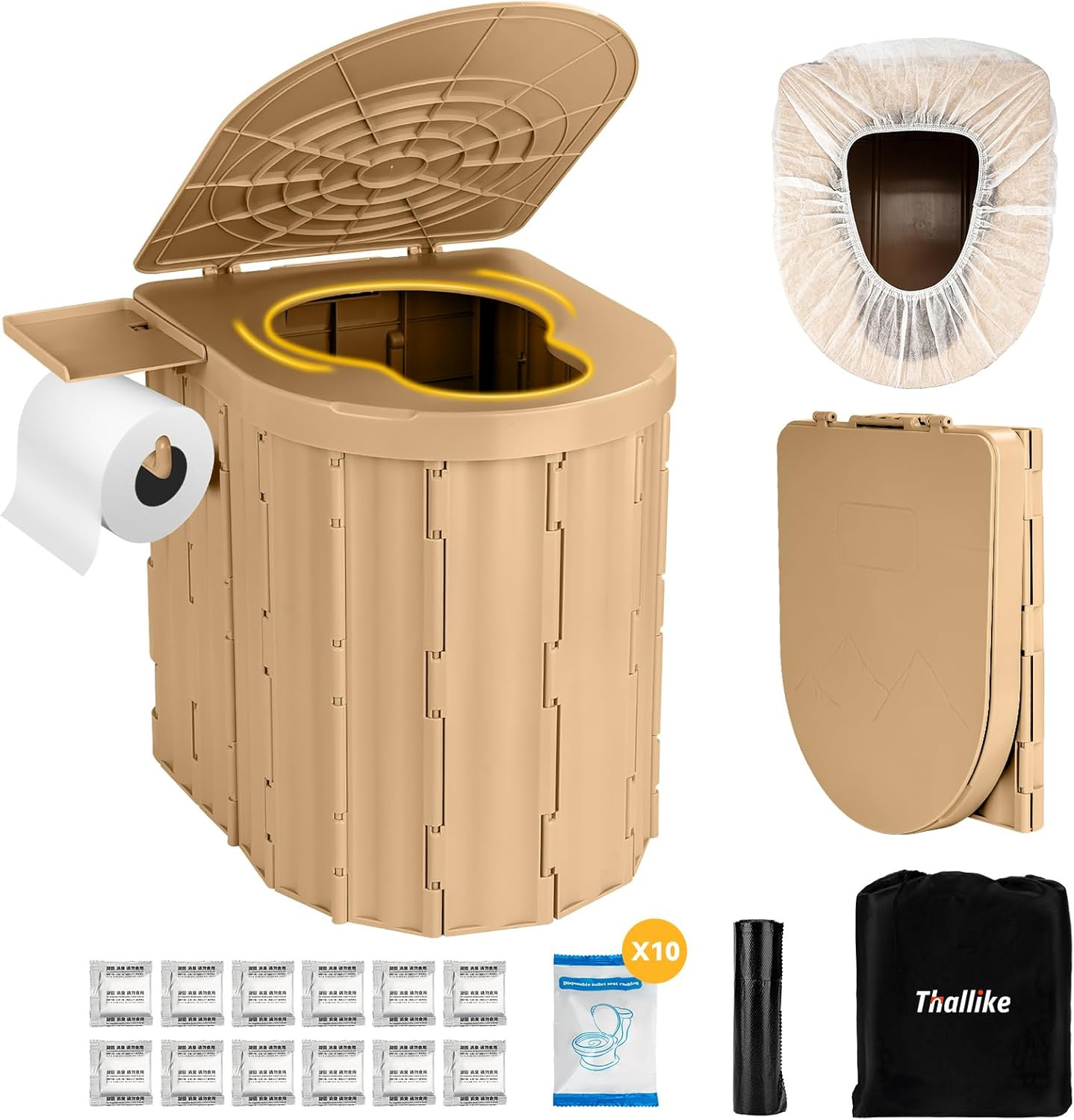 Portable Camping Toilet with Pop-Up Privacy Tent, 12-Inch Toilet Seat, Outdoor P