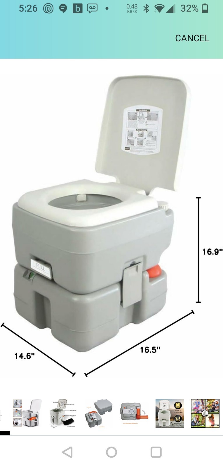 NEW Serene Life 5.2 Gallon Portable Camping Toilet with Carry Bag Porta Pottie
