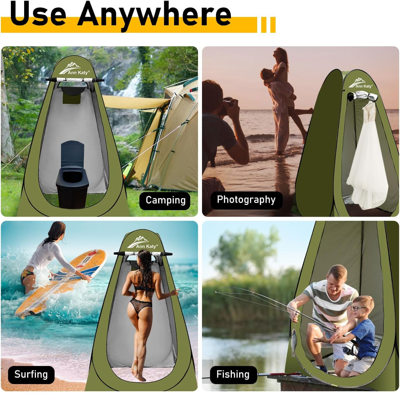 Portable Toilet with Pop up Privacy Tent,Xl Large Portable Toilet for Adults, Ou