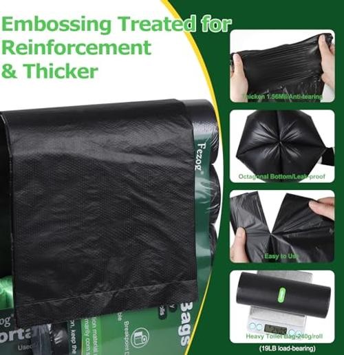 120 PACK 1.5 Mils Portable Toilet Bags, 8 Gal Camping Toilet Bags Black-120PCS