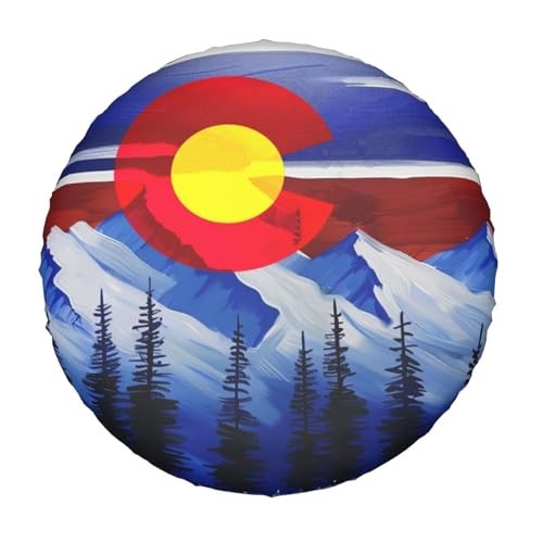 Spare Tire Cover for Rv Trailer Camper Truck 15 inch Colorado Flag Mountains