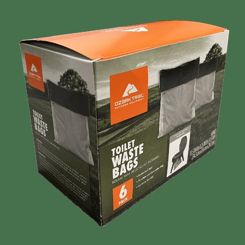 Folding Portable Toilet Lightweight Outdoor Use Collapsible Waste Bags 6 Pack