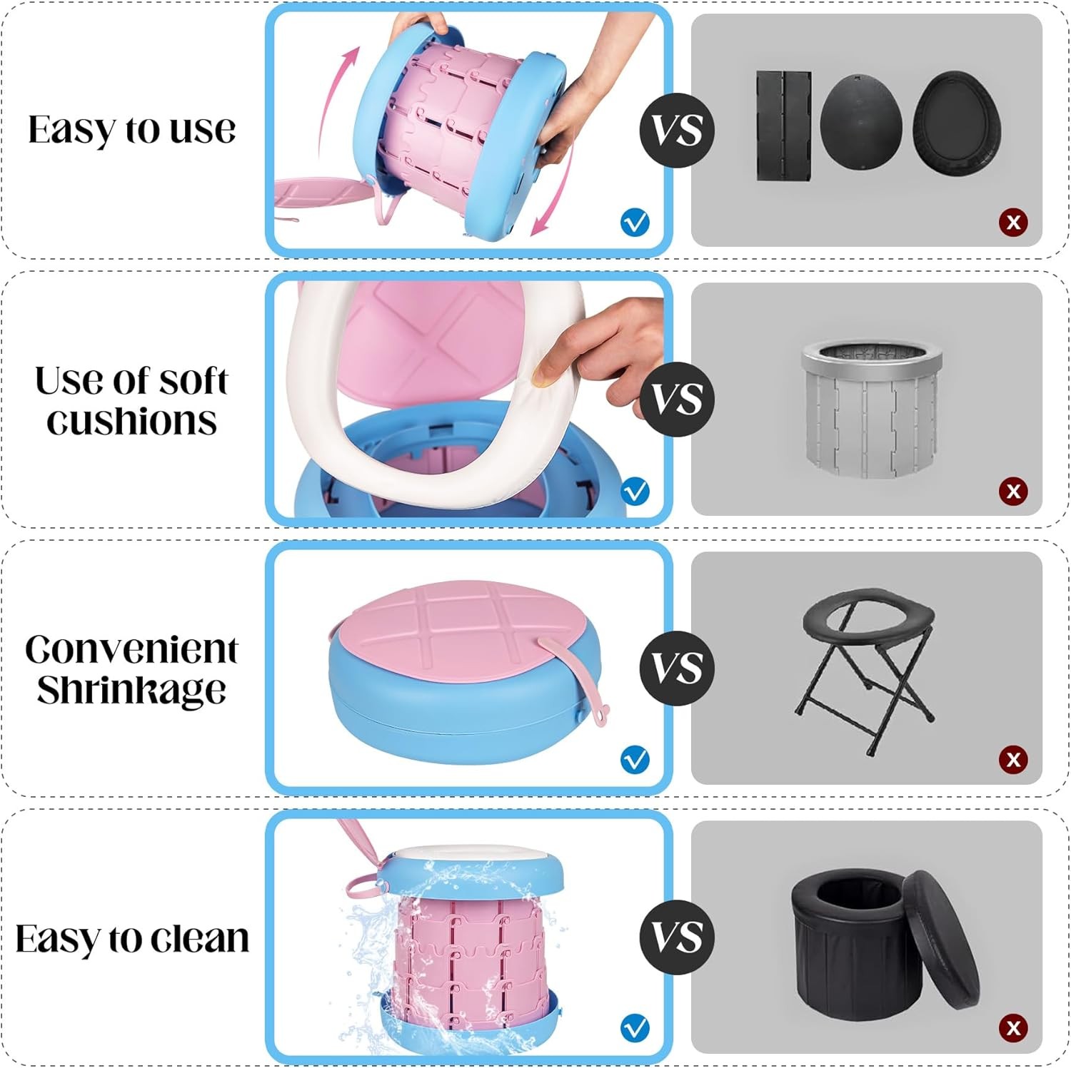 Foldable Portable Camping Toilet Adjustable Travel Potty