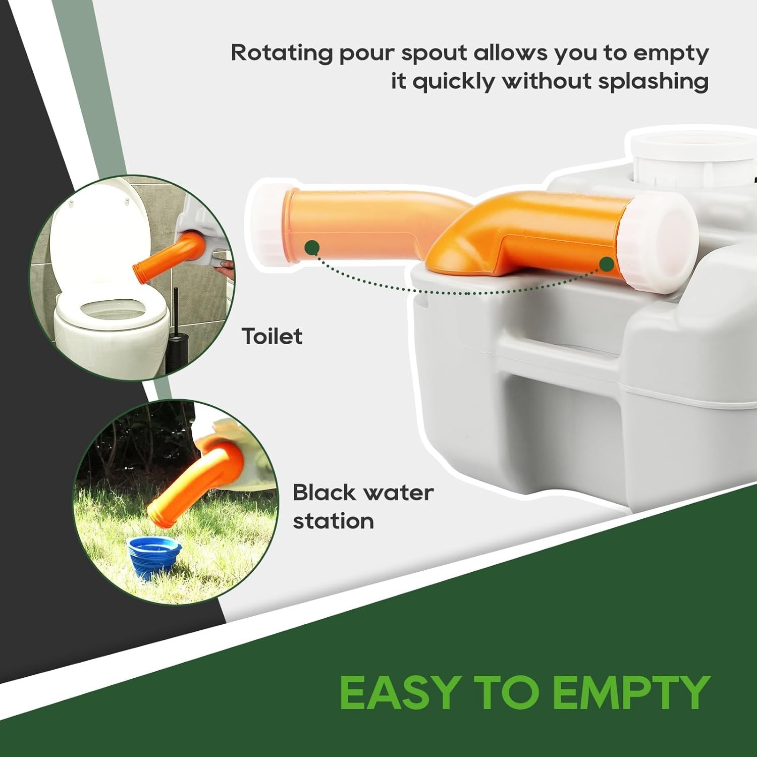 Portable Toilet, Camping Portable Toilet for Adults, 5.3 Gallon Waste Tank
