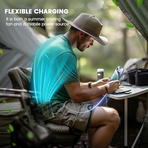 Upgrade Portable Waist Fan Clip On, 10000mAh Rechargeable Medium Green