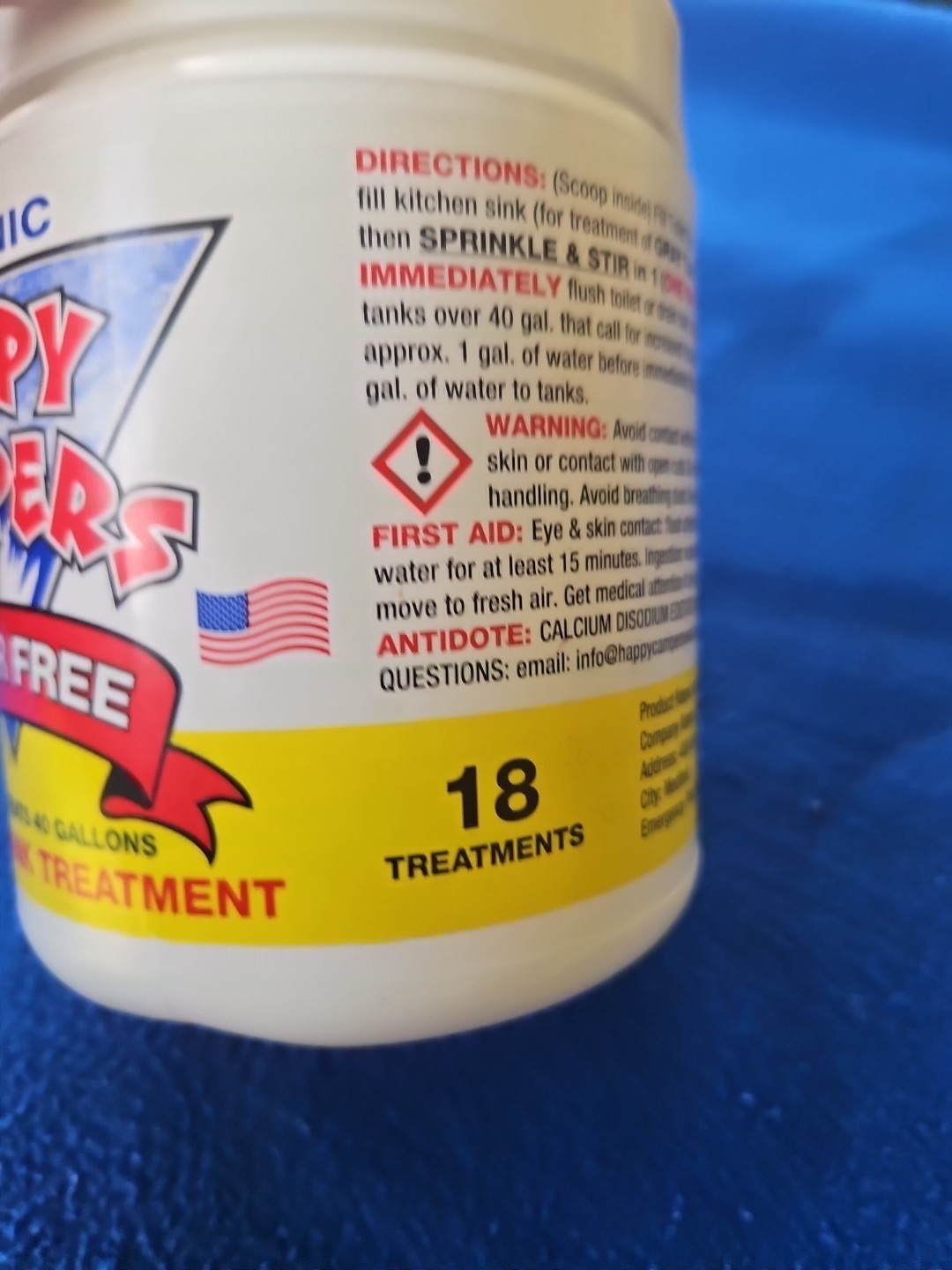 RV Toilet Treatment Granules 18 oz Odor Eliminator Safe for Black Gray Tanks
