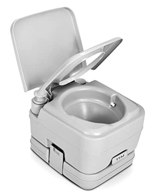 Portable Camping Toilet, Travel RV Toilet, 2.6 Gallon Handle Flush Pump
