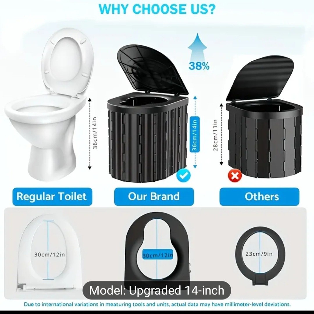 Portable Toilet, Upgraded 15” toilet With Removable Paper Holder, Camping To…
