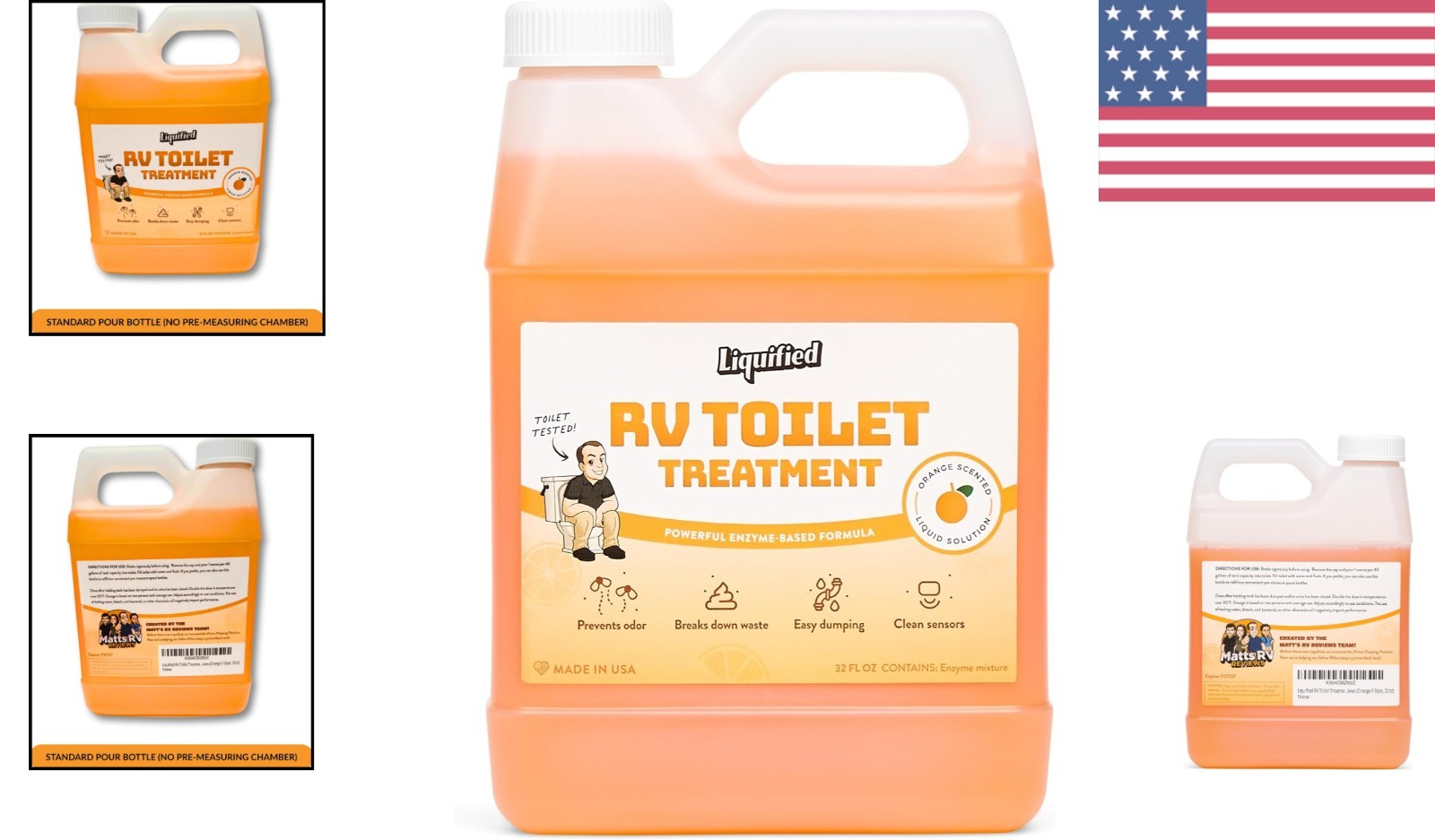 Orange Scented 32oz Septic Safe Waste Digester for RV Bathrooms – USA Made