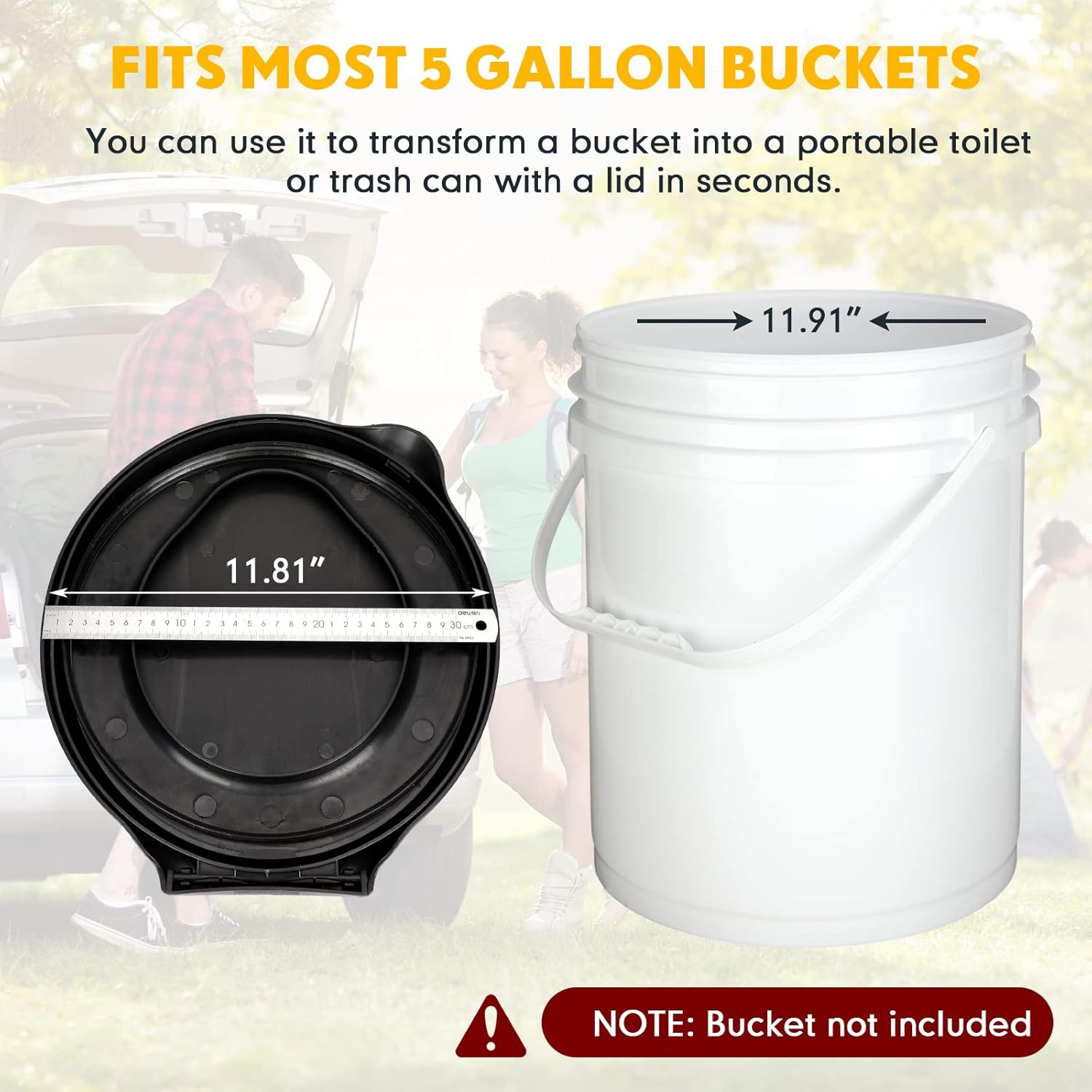 5 Gallon Bucket Toilet Seat with Lid Camping Bucket Toilet Seat with Bags and Pa