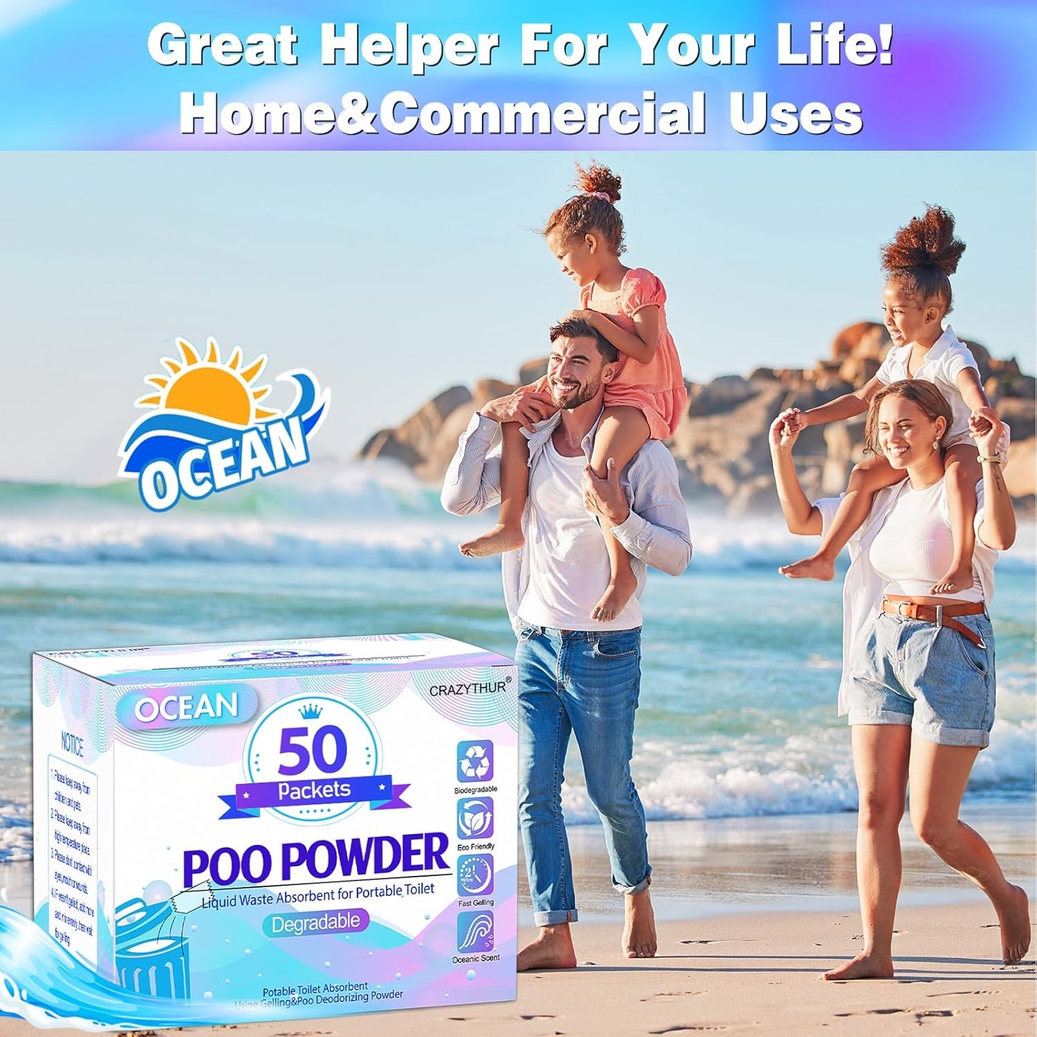 PortablePortable Toilet Gel, Poo Powder for Portable Toilet, Camping Toilet Gel,