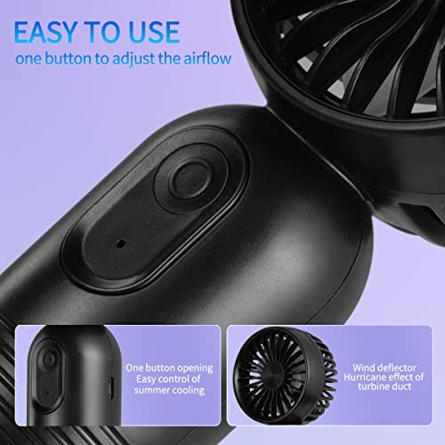 Mini Portable Fan 2 Pack, Cute Handheld Fan Battery Operated Black & Pink
