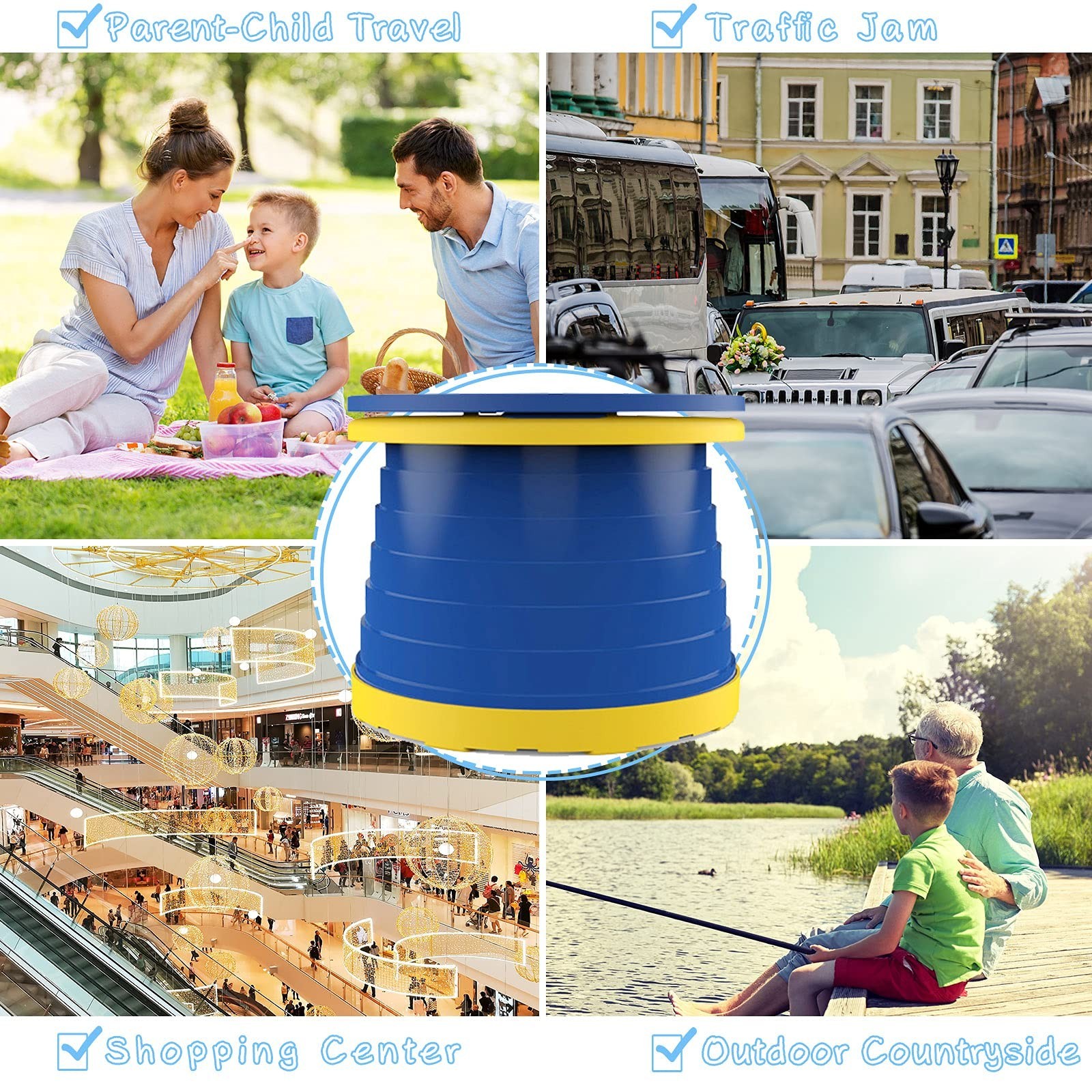 Portable Potty Seat, Toddler Folding Training Toilet Chair Kids Travel Foldab…