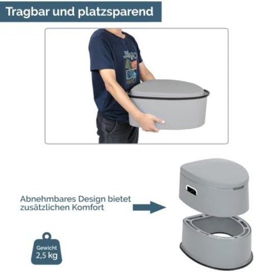 Portable Travel Toilet, Removable Indoor Bucket Mobile Toilet with Seat, Deck…
