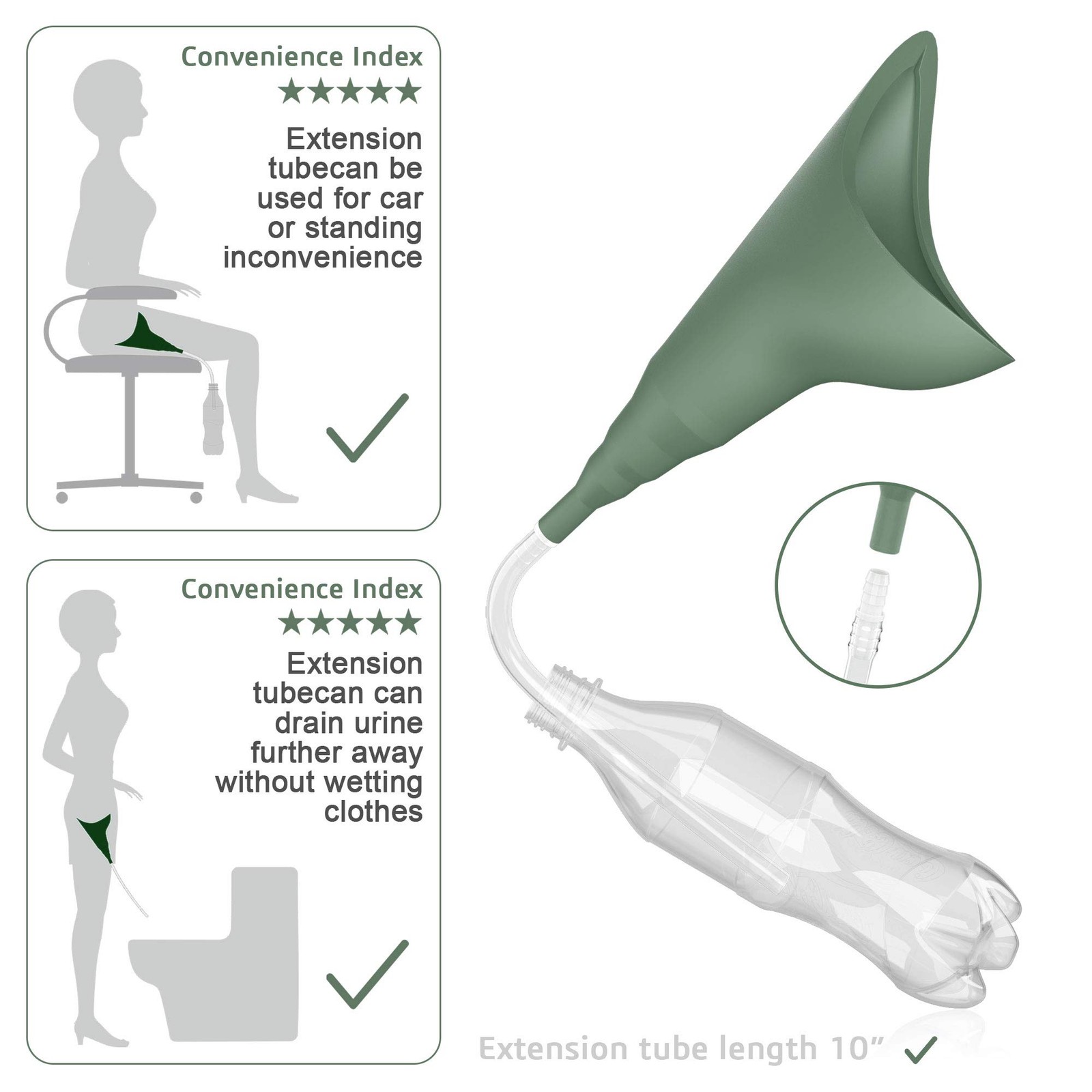 Female Urination Device, Portable Reusable Urinal Funnel with Extension Tube,…
