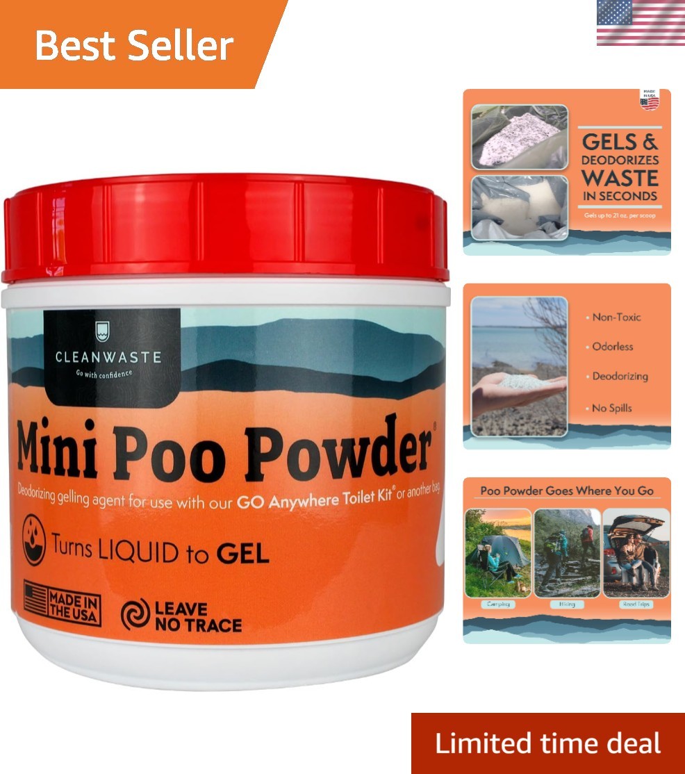 Portable Mini Poo Powder – 55 Scoops of Unscented Waste Treatment for Travel