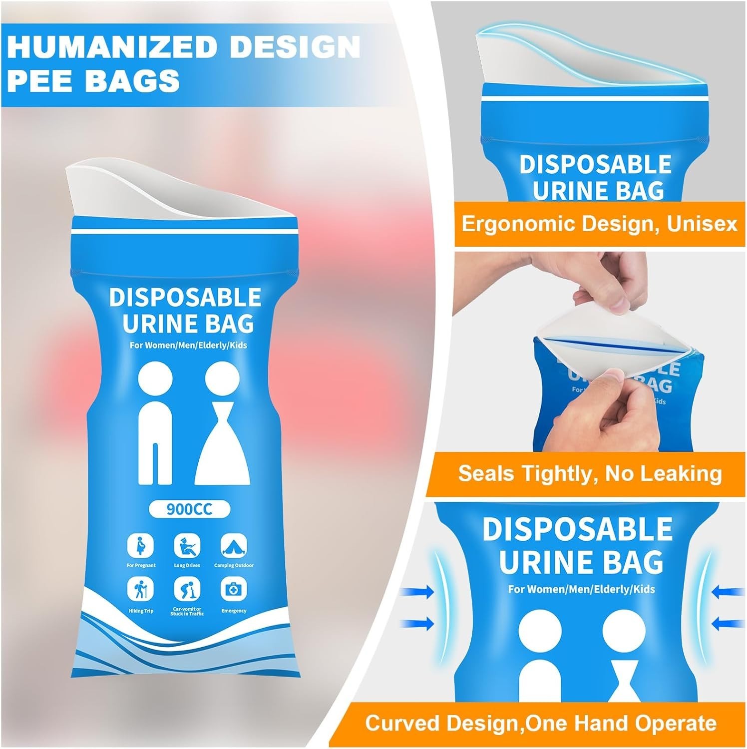 12 PCS Disposable Urine Bags 900ML Travel Vomit Emergency Toilet Urinal Bags New