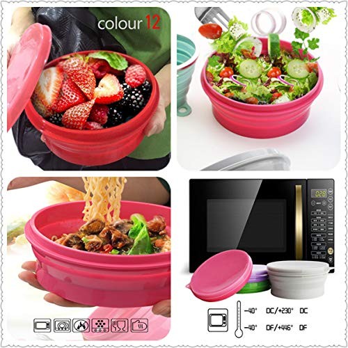 ME.FAM Silicone Collapsible Bowl with Lid – 800ML Folding Travel Grey-2 Pack