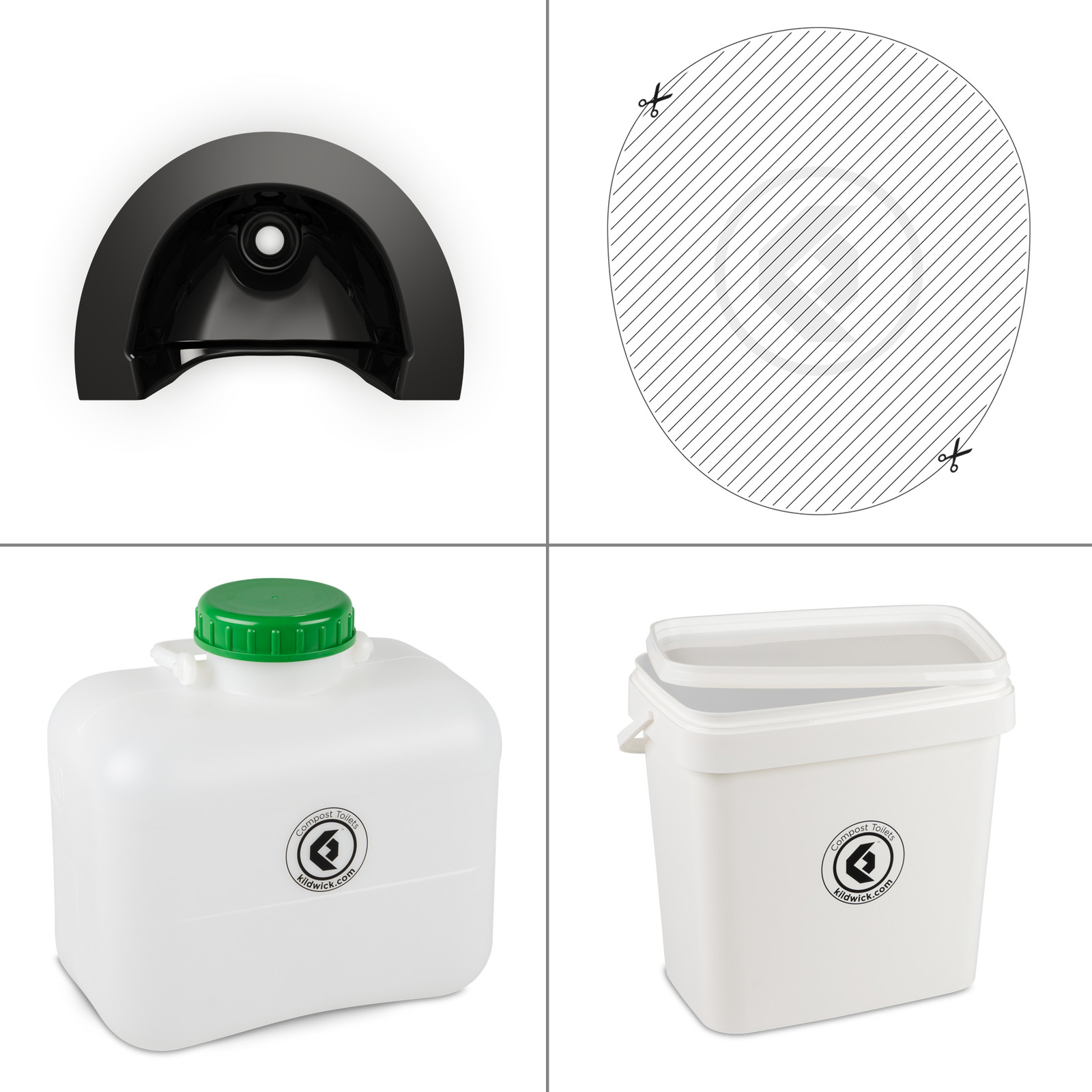 Kildwick FreeLoo Kit Size M Black – Composting Toilet Separating Toilet Camping
